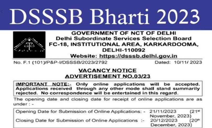 Dsssb Bharti Notification Out For Posts Apply Online For