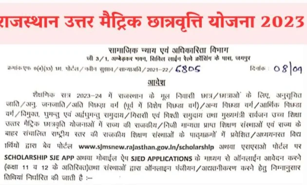 Rajasthan Uttar Matric Scholarship Yojana 2024